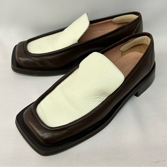 GIA / RHW Loafers Slip On Square Toe 8 / 38 Womens Shoes Brown / Ivory - Picture 9 of 11
